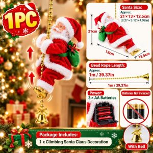 1 Set Electric Climbing Santa Claus with Music Animated Musical Moving Santa Christmas Tree Decor Xmas Room Decorations