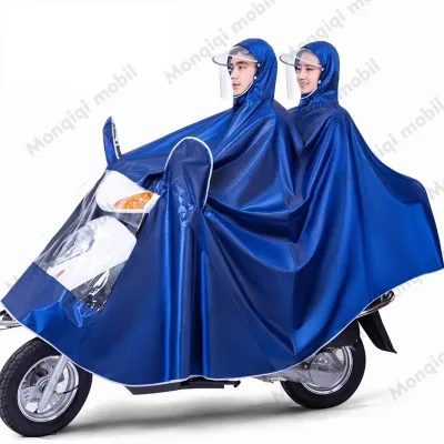 (Dikirim Dari Jakarta) Jas Hujan Motor 2 Kepala - 2in1 Full Body Motorcycle Raincoat Ponco Ganda Jas Hujan 2 orang Hujan Besar Jas Hujan Anti Rembes