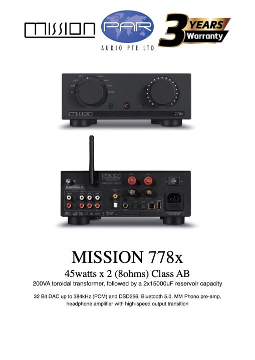 Mission Amplifier Mission 778x integrated amplifier (Black) built-in DAC, Bluetooth, MM ...