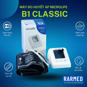 Máy đo huyết áp bắp tay tự động Microlife B1 Classic êm ái chính xác thông minh