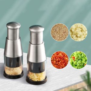 GAOSU Stainless Steel Garlic Chopper Hand Press Peeling Manual Hand Chopper Multifunctional Handheld Tomato Crusher for Home