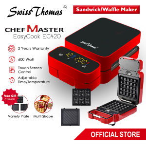 SwissThomas Sandwich Waffle Maker Multi Function Digital Touch Screen Breakfast Machine ChefMaster EasyCook EC420