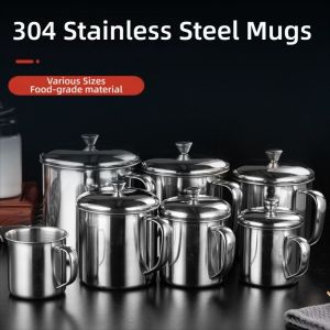 MIRELAE 350-1250ml Mug Handle Design With Lid Water Cup  304 Stainless Steel Tea Cup Home