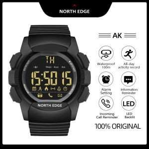NORTH EDGE Shockproof Tactical Digital Mens Watch 33 months Standby Time Scratch Resistant Glass Pedometer Distance Outdoor Sports Swimming 100M Waterproof AK Jam Tangan Lelaki