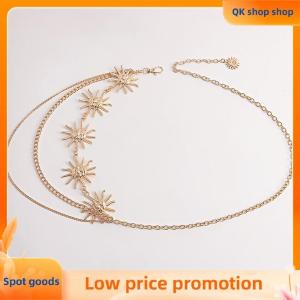 ✨QK shop✨ Multilayer Punk Gothic Moon Sun Waist Chain Metal Belts For Women Dress Jewelry Waist Chain Waist Belts