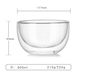 Double Layer Heat-resistant High Borosilicate Glass Bowl Salad Bowl Microwave Tableware Ice Cream Heatproof Dinnerware
