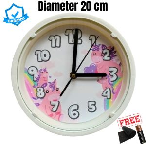 Jam Dinding dan Meja Color Series Mesin Quartz Sweep Silent Movement Diameter Kecil Mini 20cm