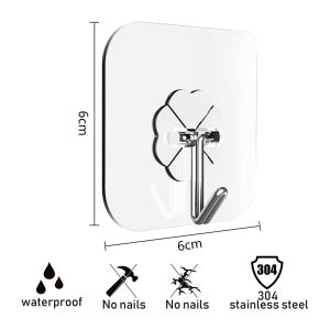 Luxury Strong Self Adhesive Wall Hanger Clothes Hook Multi-purpose Punch-free Door Hanger Rack Acrylic Heavy Duty Towel Hanger For Bathroom Kitchen