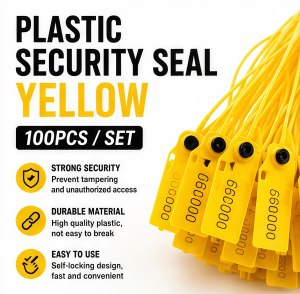 100pcs Yellow Package Transportation Truck Plastic Security Seal 40cm Label Cable Ties Contains A Numerical Sequence