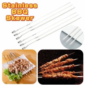 [selected]10pcs Stainless BBQ Skewer Needle Flat Long 9-shaped BBQ Sticks Kabob Camping Kitchen Party Supplies