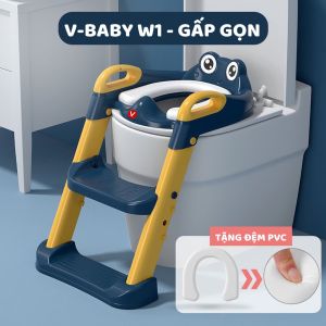 Bệ thu nhỏ bồn cầu có thang đi vệ sinh cho bé V-BABY W2S & W7 & W1 - hàng chuẩn cao cấp