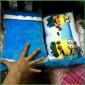 gối đi xe máy cho bé 35x20cm vải nhung nỉ in hình xe hay kitty