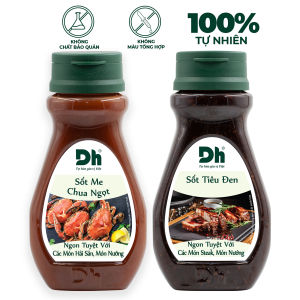 Combo 2 chai sốt chấm 200gr Dh Foods (Chanh dây Tiêu Đen Me Chua Ngọt) gia vị ướp BBQ đồ chấm thịt nướng hải sản