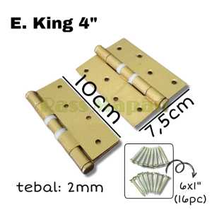 1 PASANG Engsel Pintu Jendela Proyek Tipis Rumah Solid Brass Hinges Chrome KING MURAH OBRAL
