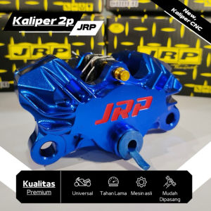 Kaliper 2 Piston JRP Bahan CNC Import Thailand Universal Untuk Motor Bebek Matic Mio Beat NMAX AEROX PCX VARIO BEAT SUPRA FIZR RX KING SATRIA FU DLL