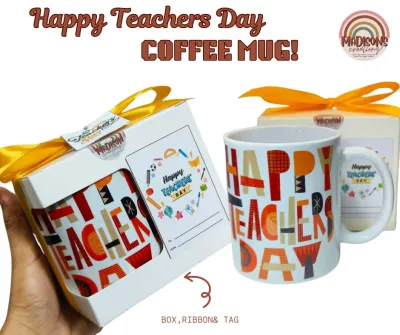 Teachers Day Coffee Mug COMPLETED with box ribbon and Tag