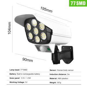 lampu solar luar rumah terang Solar Light 77 LED Simulation camera wall light outdoor street spotlight solar lampu Dummy Surveillance CCTV Light solar motion sensor light 3 Mode Flood Home Garden Light