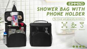 EIMMBD Hanging Shower Bag Shower Caddy Portable Larger Capacity with Phone Storage Upgraded Shower Caddy Hanging for College DormTravel Gym Camp Mesh Shower Caddy for Women Men(Black)