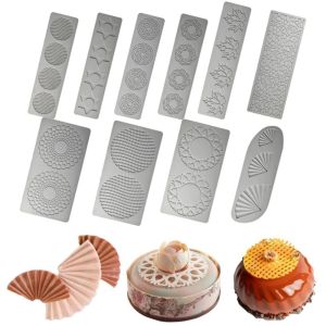 GURUNGMANI Leaf Pattern Design Sugar Craft Silicone Pad Vegetable Disc Decoration Geometric Line Texture Cake Lace Mat Versatile Non-Stick Surface Chocolate Molds For Cake Baking