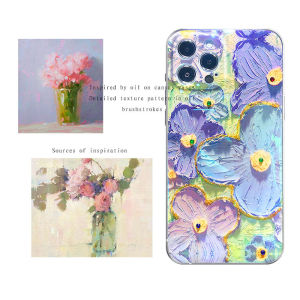 Jingsanc Silicone Casing For VIVO Y27 5G Phone Case Blue Light Flash Drill Oil Painting Purple Flower Shell Soft TPU Ultra Thin Fashion Simple All-inclusive Lens Back Cover vivo y27 5g