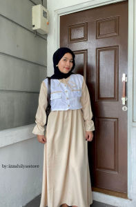 Dress Rompi Set Wanita Terbaru Bahan Shakila Rompi Bisa Dilepas Pasang
