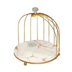 J2UQR3 ง่ายต่อการทำความสะอาด ชั้นวางเครื่องประดับรูปกรงนก จุได้มาก กันน้ำกันน้ำได้ ขาตั้งจอแสดงผลบนโต๊ะ อุปกรณ์อเนกประสงค์ ป้องกันสนิมและสนิม ที่วางจัดเก็บเหล็ก อุปกรณ์สำหรับหอพัก