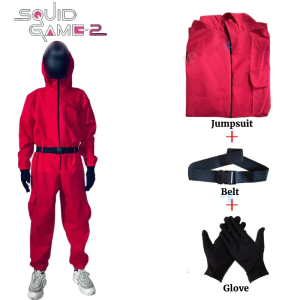 【Fast Ship】Full set Squid Game Costume Cosplay Jumpsuit with Glove Masks Jumpsuit Halloween Costume