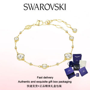 ♈Swarovski♈ Stylish Womens Jewelry The New Gold-plated round cut white • Amber said bracelet Valentines Day gifts birthday gifts Free genuine gift box