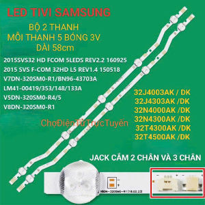 THANHLED TIVI SAMSUNG 32J4303 32J4003 32N4000 32N4100 32N4300 32N4003 32N4005 32T4300 32T4500 BỘ 2 THANH 5 BÓNG 3V