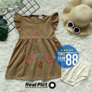 [SDR-RF44] TOKO RAYA 88 Setelan Plain Dress Anak 1 – 2 tahun RED FOREST Polos Bordir Bunga Alamanda Baju Rok Bayi Perempuan Daily Outfit Balita Cewek Harga Termurah Terlaris Original Lucu Elegan Halus Lembut Adem Berkualitas