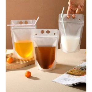 50 pcs Standing Pouch Minuman Buram | Plastik Ziplock Klip Minuman| Stand Up Drink Bag | Kemasan Minuman Cairan | Kantong Juice isi | Kantong Minuman