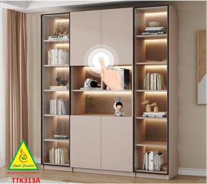 TỦ TRANG TRÍ PHÒNG KHÁCH BẰNG GỖ MDF CÁNH KÍNH TTK313 - NỘI THẤT LẮP RÁP VIENDONGADV