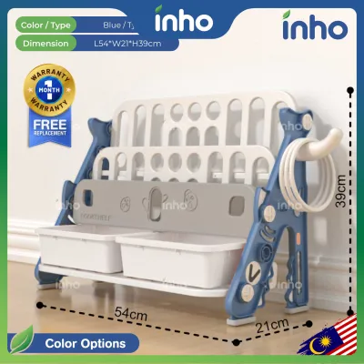 INHO L54cm Shark Design Children Storage Toy Rack Bins Child Utility Bookshelf Storage