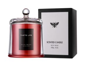 Lilin Aromatherapy Aromatic Soy Wax Scented Candle with Glass Dome Cover and Jar