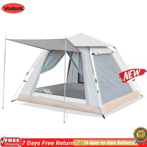 [VODF] Instant Pop Up Tent Double Layer Family Tent with Mesh Window Pop-Up Camping Tent Foldable 4-6 People for Family Vacation Trip
