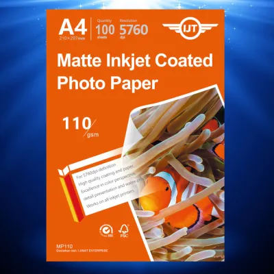 IJT MP110 Matte Inkjet Coated Photo Paper A4 Size 110g 110gsm (Each Pack 100 Sheets 100s)