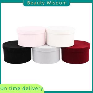 Beauty Wisdom 1PC Round Flannelette Flower Boxes Florist Gift Party Packaging Box Decoration