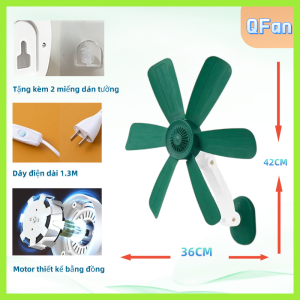 Quạt điện mini gắn tường không cần khoan quạt treo tường trần nhà phòng bếp tolet