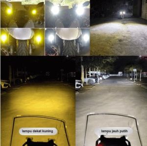 lampu tembak laser 2 warna putih kuning waterproof high low  (1 Set) universal