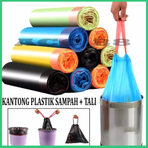 Kantong Sampah Plastik Gulung Roll 15 Lembar Ukuran 45x50cm Dengan Tali Pengikat | Tas Kresek Sampah Dapur / Kamar Serbaguna