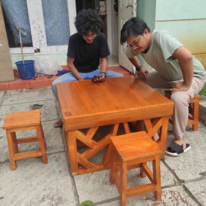 Meja Teras Meja Cafe Meja Tamu Kekinian Meja Etnik Aesthetic SET