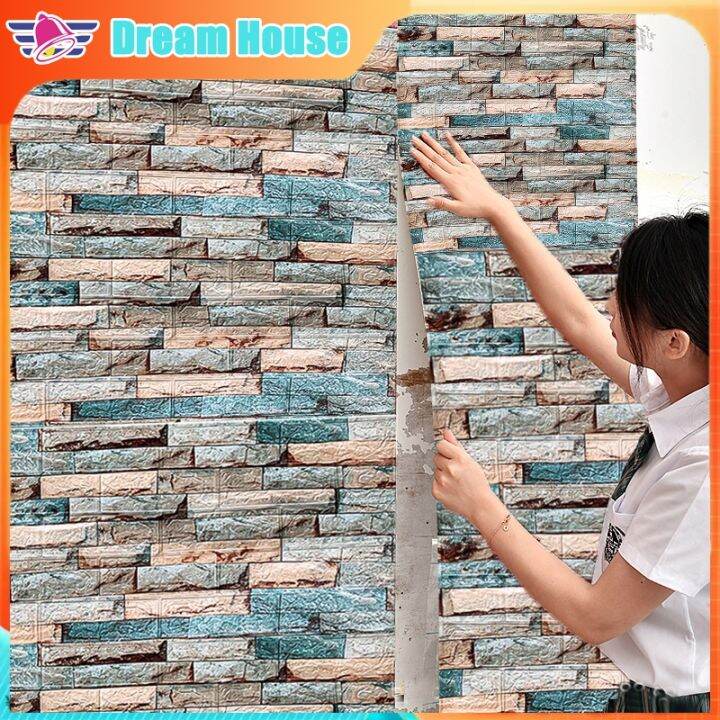 Retro Wallpaper Sticker Waterproof Self Adhesive Home Decor Room Foam ...