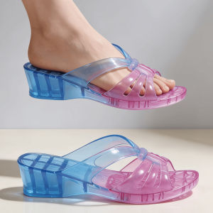 Free Shipping MomS Crystal Shoe Bathroom Plastic Slippers For Outdoor Use WomenS Non-Slip Transparent Jelly Shoes