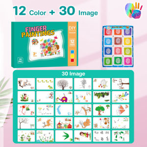 Childrens Finger Painting Kit 12&24 Colors Graffiti coloring book Washable Non Toxic DIY Craft Gift Set