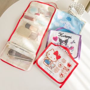 GVDBHFD Cinnamoroll Folding Cosmetic Bag Hellokitty Kuromi Cartoon Makeup Bag Simple Waterproof Toiletry Storage Bag Women