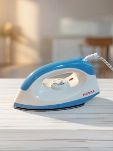 ROYAL DELUXE DRY BLUE IRON YPF-2003A NON-STICK SOLEPLATE 1000W WITH VARIABLE TEMPERATURE CONTROL FOR VARIOUS FABRICS ERGONOMIC & LIGHTWEIGHT