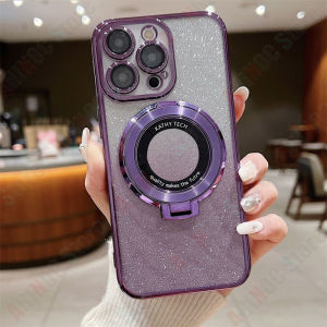 Mạ sang trọng Gradient long lanh cho POCO X6 X5 X3 Pro F6 F5 F4 F3 PRO M6 M5 M4 M3 Pro 4G 5G thời trang gấp từ tính đế dạng nhẫn long lanh Silicone Ốp lưng TPU Bìa AH-4