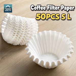 Coffee Filter Paper Bowl Shape 50pcs Unbleached Disposable Origami Drip Pour Over Cone Fit One To Four Cup Home Barista