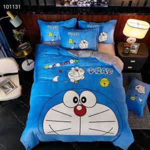 Bộ Chăn Ga Gối Nỉ Nhung 3D phong cách Hàn Quốc Drap Giường Đủ Kích Thước Bọc Đệm (Không Kèm Ruột)