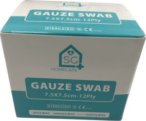 SG Homecare Sterile Gauze Swab 7.5cm x 7.5cm 5pc/pack